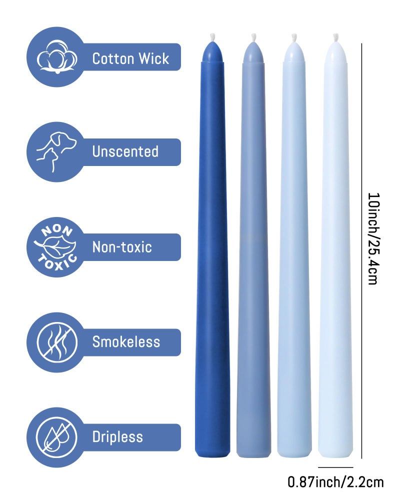 Viyffo 10 Inch Taper Candles Blue Set of 12 Unscented  Dripless  Smokeless Long Tall Tapered Candlesticks Wedding Home Decor Dinner-Natural Color Series - Image 5